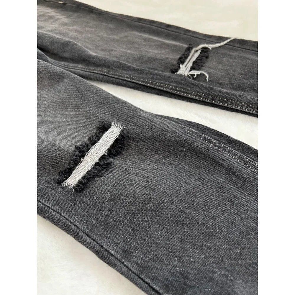 NWT BP. Women's Size 24 Ripped High Waist Ankle Mom Jeans In Vintage Black
